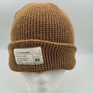 KK International Knit Recycled Waffle-Knit Beanie Brown Adult Stretchy Hat